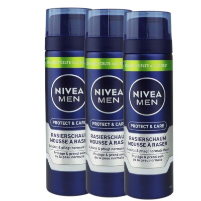 Nivea Men Protect & Care 3 x 200 ml Rasierschaum Shaving Foam für normale Haut S