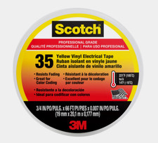 Scotch 35 YELLOW Vinyl ELECTRICAL TAPE Professional 3/4" W x 66 ft. L 10844-DL-5