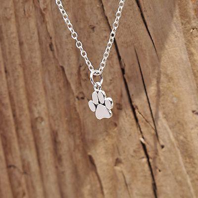 Silver Two-tone Rose Gold on Silver Paw Print Necklace | eBay