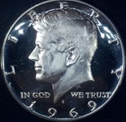 1969-S Kennedy Half Dollar - TYPE 2 SILVER CLAD PROOF - 40% SILVER