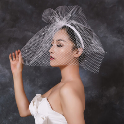 Retro Women Birdcage Veil Wedding Lace Crystal Luxury Bridal Mask