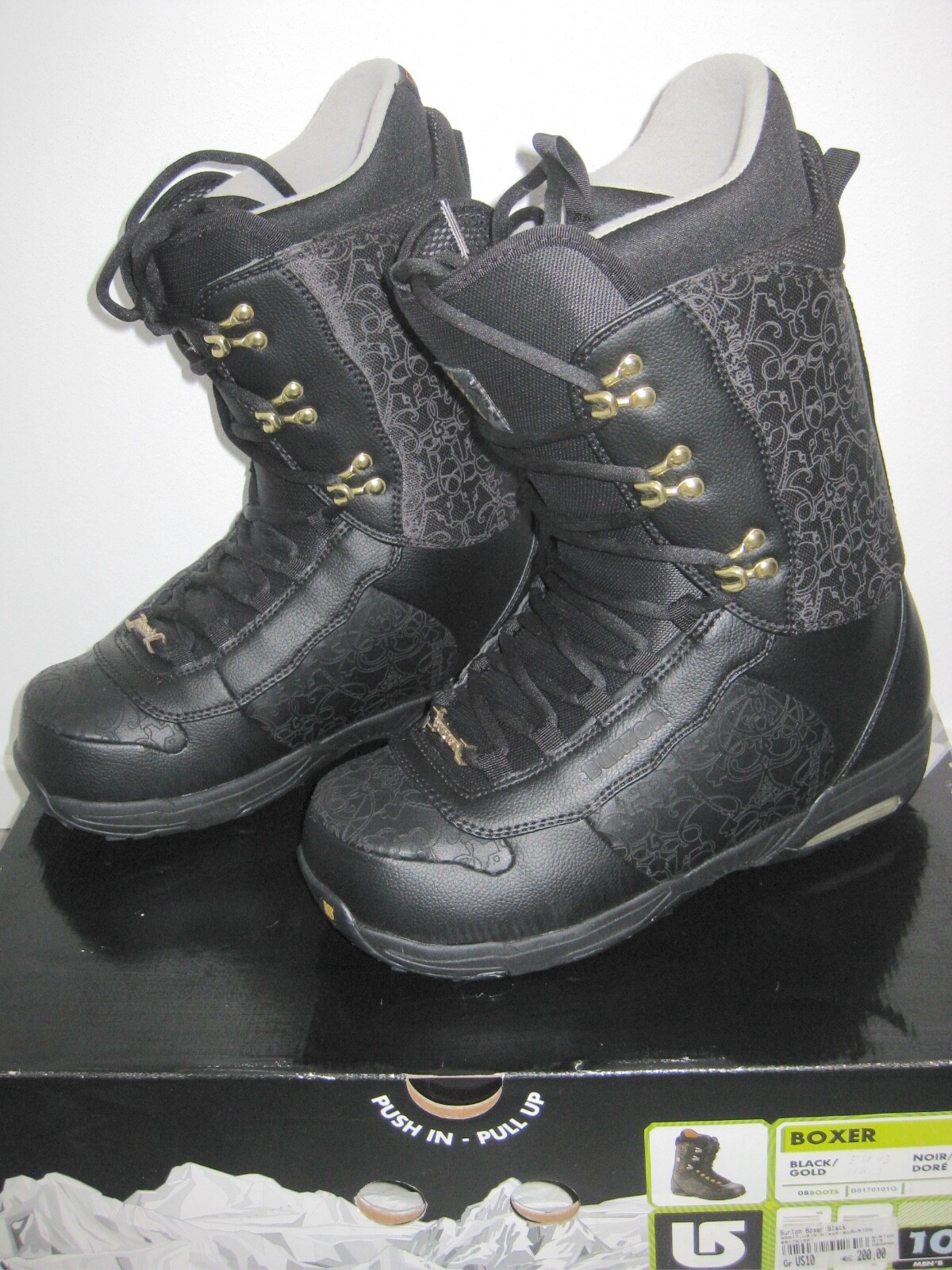 BURTON Snowboard Herren Schuhe Stiefel Boots BOXER Black-Gold Gr 43 US10 NEU+OVP