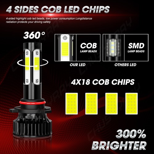 For Chevy Cruze 2016-2019 4pc 6000K LED Headlight High&Low Beam Bulbs Combo Kit - Picture 2 of 10