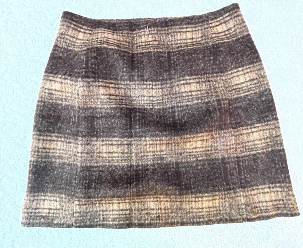 ◆GLOWNY◆ G STRAIGHT WOOL MINI SKIRT BROWN GC24WTSK005BR Uniqlo Womens Wool Blend Plaid Mini Skirt Large Dark Brown