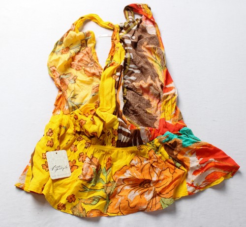 Free People Women's Hot Tropics Ruched Tank Top LC7 Mango Combo Small NWT - Picture 3 of 3