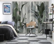 3D Green Leaves ZHUA3684 Photo Curtain Window Blockout Fabric Amy 2024