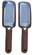 2x Stainless Steel Foot File Rasps - for Pedicures & Callus Removal - Brown