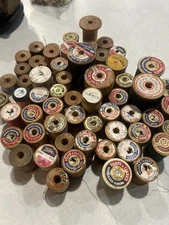 Lot Of 59 Antique Wooden Thread Spools Coats And Clark Belding Heminway Silk
