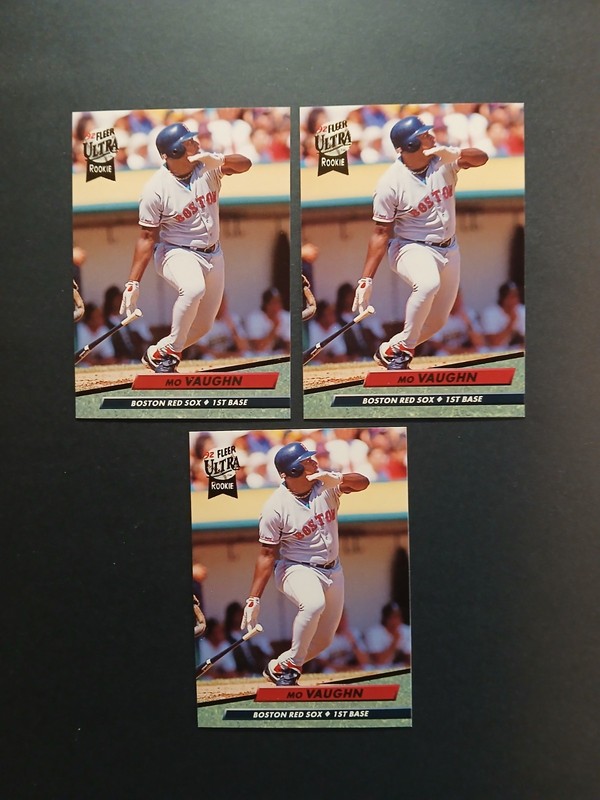 Lot of (3) - 1992 Fleer Ultra Mo Vaughn #23 Rookie Cards (RC) Boston Red Sox