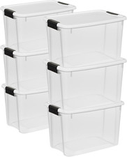 6PC 30qt Ultra Latch Box,Clear Storage Organizer Bins w/ Latching Lids-Stackable
