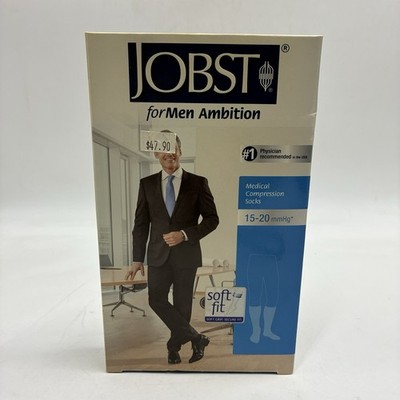 JOBST forMen Ambition Ribbed Knee High Technology Band 15-20 Black Size 3 Regula