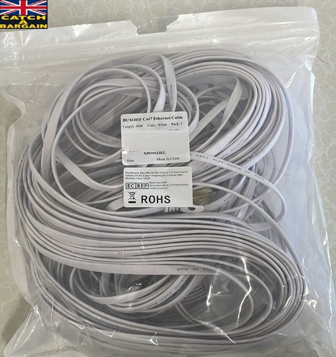 BUSOHE Cat 7 Ethernet Cable 30M Flat H-Speed Gigabit Network Patch Cable (B831) - Afbeelding 5 van 6