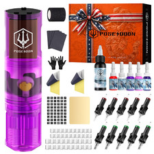 POSEIDON All-in-One Wireless Rotary Tattoo Gun Kit with Pen,1500mAh Battery