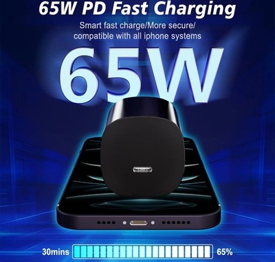 65W USB-C PD GaN Schnell Ladegerät Handy Ladegerät Samsung Apple Pixel iPad iPhone PD