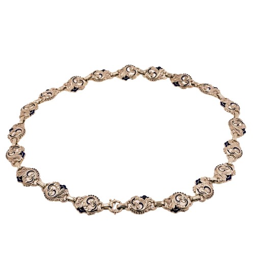 Biedermeier Collier 585 Gold 14 Kt Gelbgold Antik Emaille Damen 39,5 cm - Bild 4 von 6