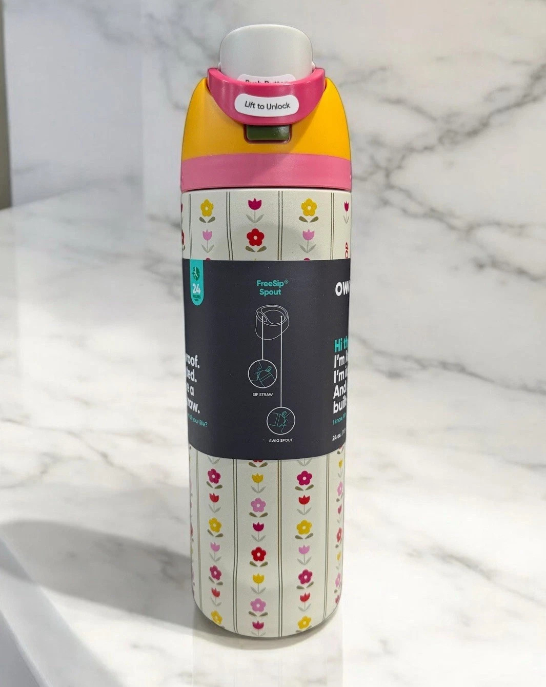 Owala 24oz FreeSip Stainless Steel Flower crown Water Bottle-2025 Gift