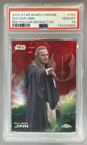4608 Qui-Gon Jinn 2025 Topps Chrome Star Wars Red Pulsar Refractor /5 PSA 10