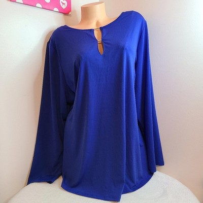 Grace Woman ''The Perfect Fit'' Royal Blue Long Sleeve Blouse Plus Size 3X