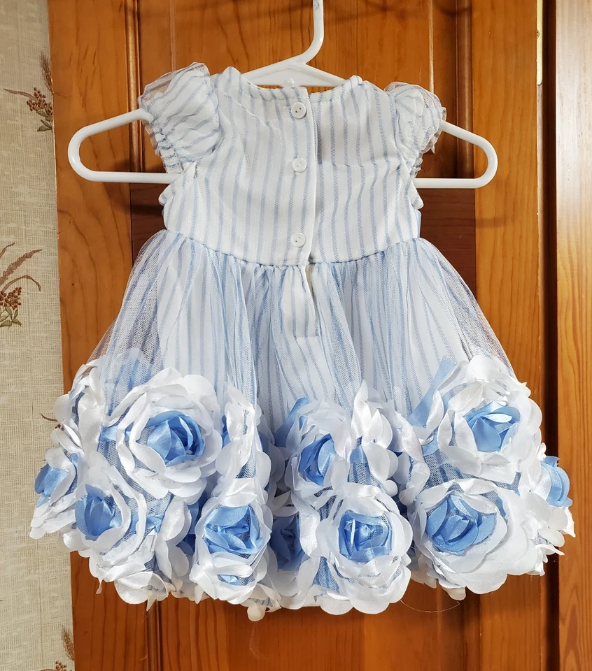 Nannette Baby девочки синий и белый розетка платье для официальных приемов размер 3 / 6 месяцев - Изображение 4 из 4