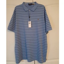 POLO Ralph Lauren Blue Striped Classic Fit Cotton Polo Shirt XXL NEW