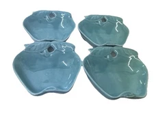 Vintage Hoenig Of California Pottery Blue Turquoise Apple Bowls Dishes Set 734 