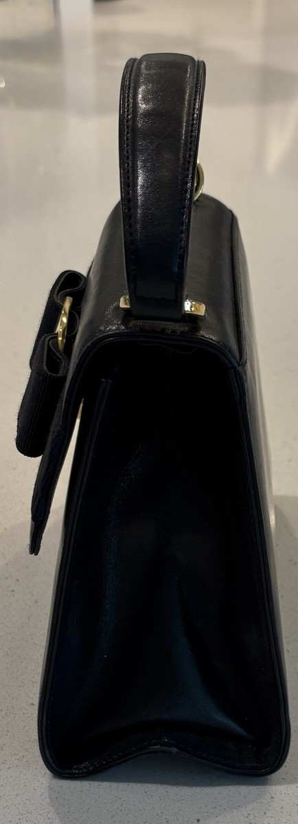 Salvatore Ferragamo Vara Bow Ribbon Hand Bag Purse Blue Leather View 3