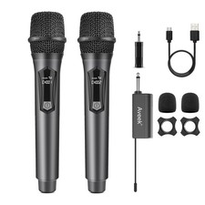 2 Pack Wireless Karaoke Microphone Rechargeable Handheld Receiver Speaker DJ