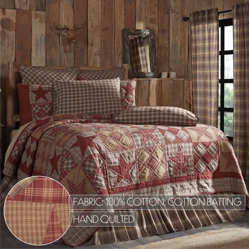 Rustic Queen Quilt Tan Patchwork Dawson Star Cotton Bedroom Decor VHC Brands - Picture 3 of 7
