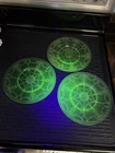 3 Luncheon Plate Cameo Ballerina Green Depression Glass Girl 8 1/8" Uranium Glow