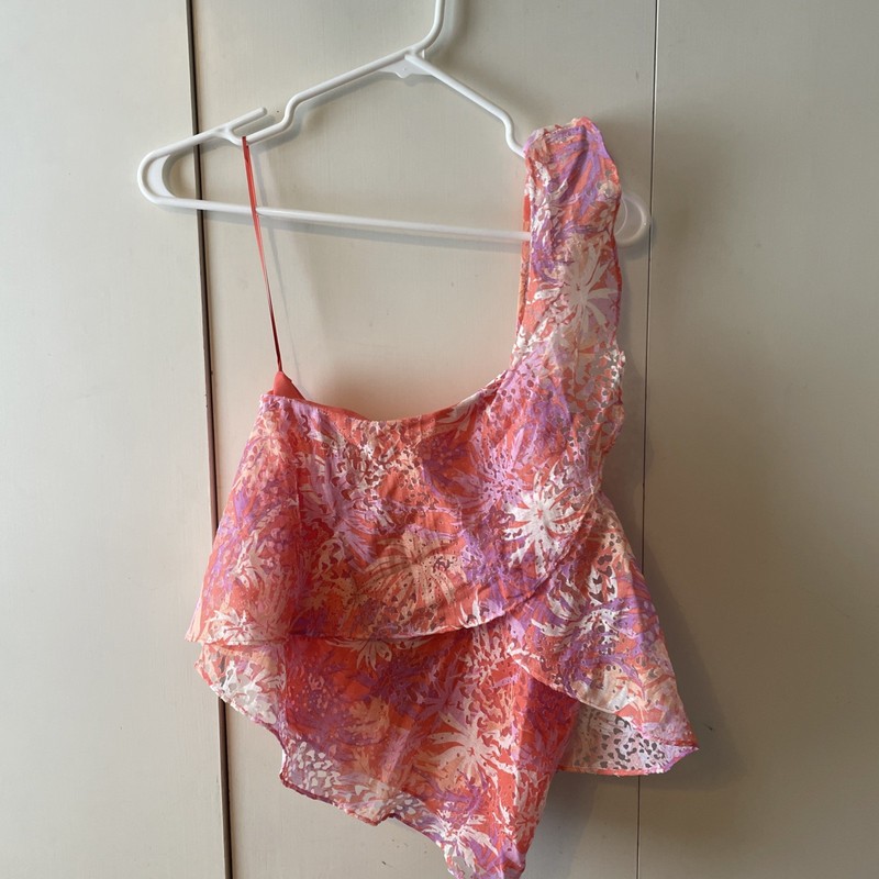 New With Tags Pink Summer One Shoulder  Ramy Brook Maureen Top Size  Small Sassy