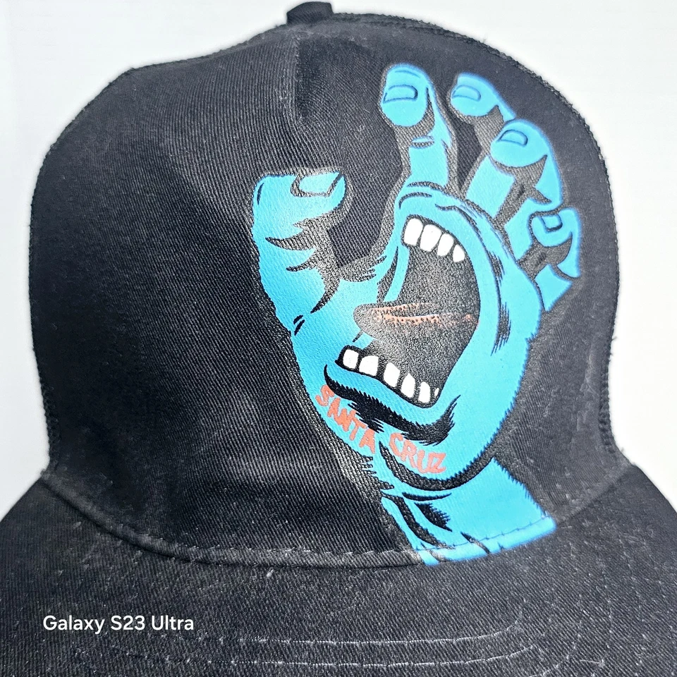 CLÁSICO SOMBRERO SNAPBACK SANTA CRUZ GRITANDO MANO SKATEBOARD CAMIONERO Negro Azul Foto 2 de 4