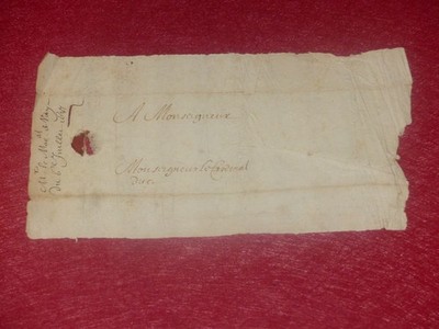 [A. THIERS] PLI du MARECHAL DE VITRY à MONSEIGNEUR CARDINAL DUC [RICHELIEU] 1637