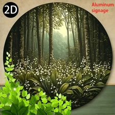 Vintage Tranquil Forest Scene Aluminum Wall Art Decor