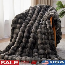 Faux Fur Throw Blanket Ultra Soft Cozy Bubble Fluffy Design Perfect Gift New
