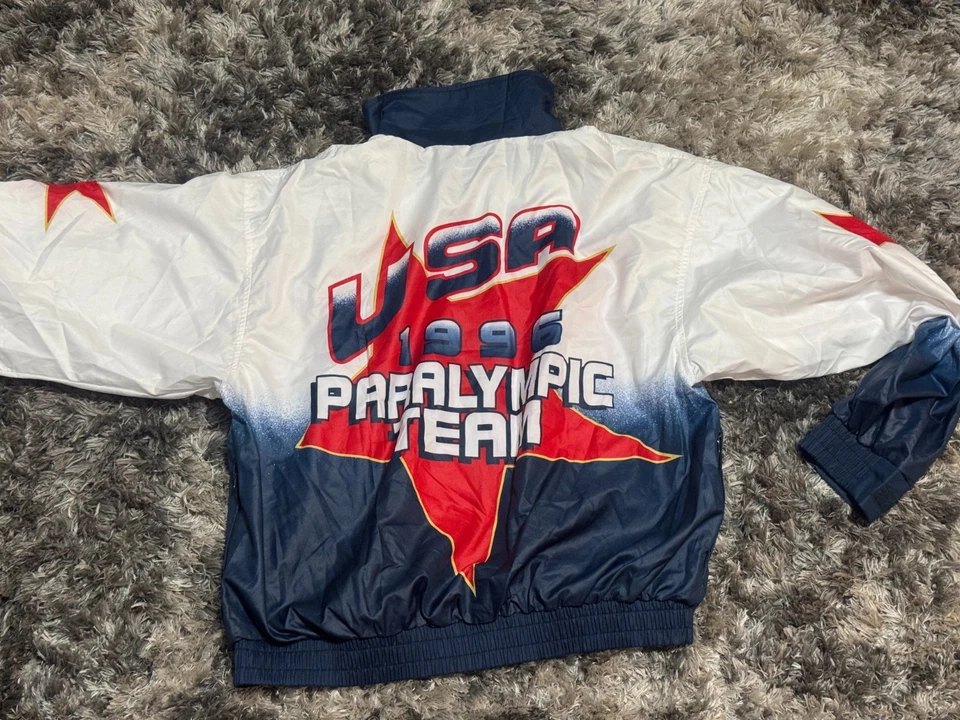 Sz Large Vintage Atlanta 1996 White USA Olympics Paralympic Team Full Zip Jacket - Image 2 of 4