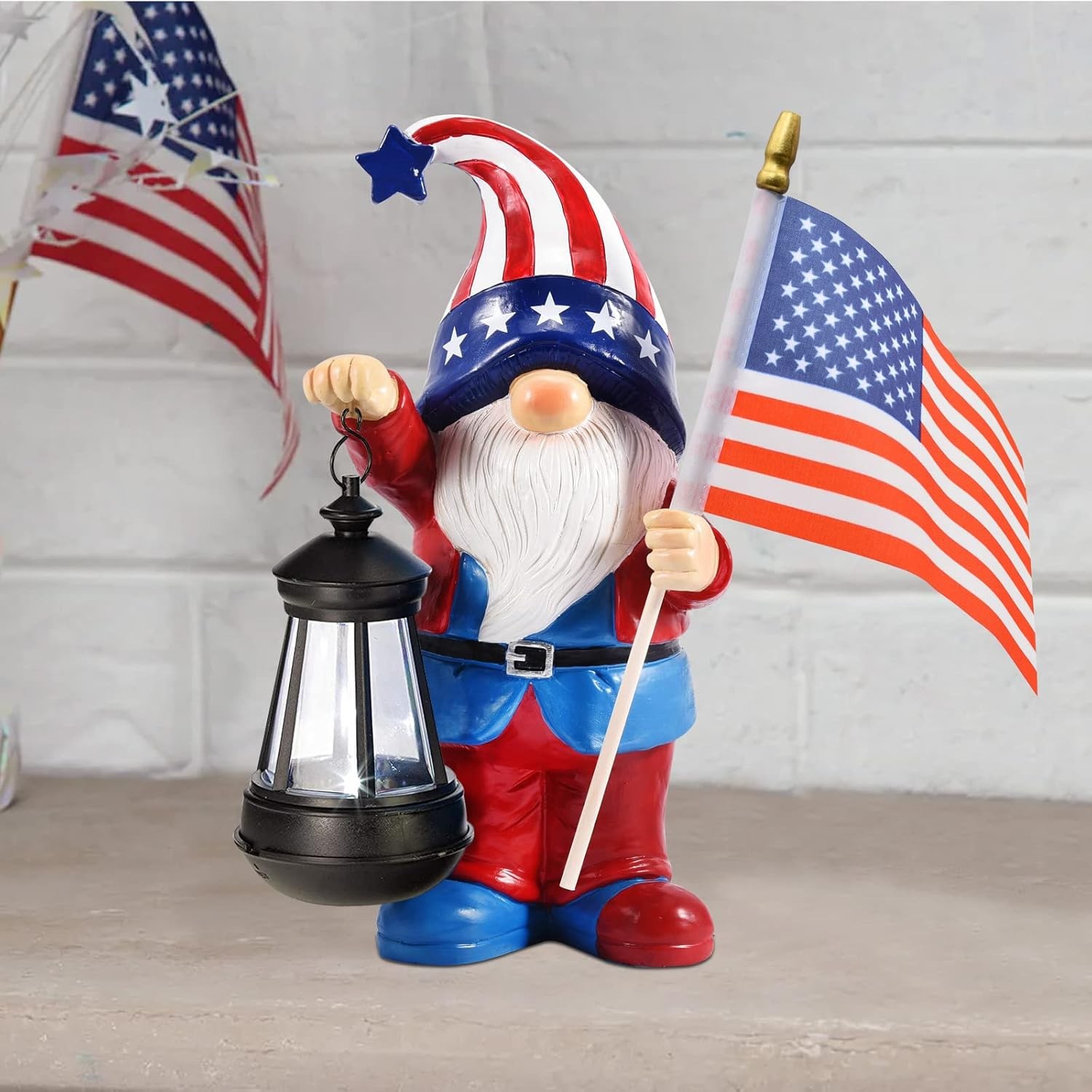 Nacome Solar-Powered Garden Gnome Statues Outdoor Decor Clearance