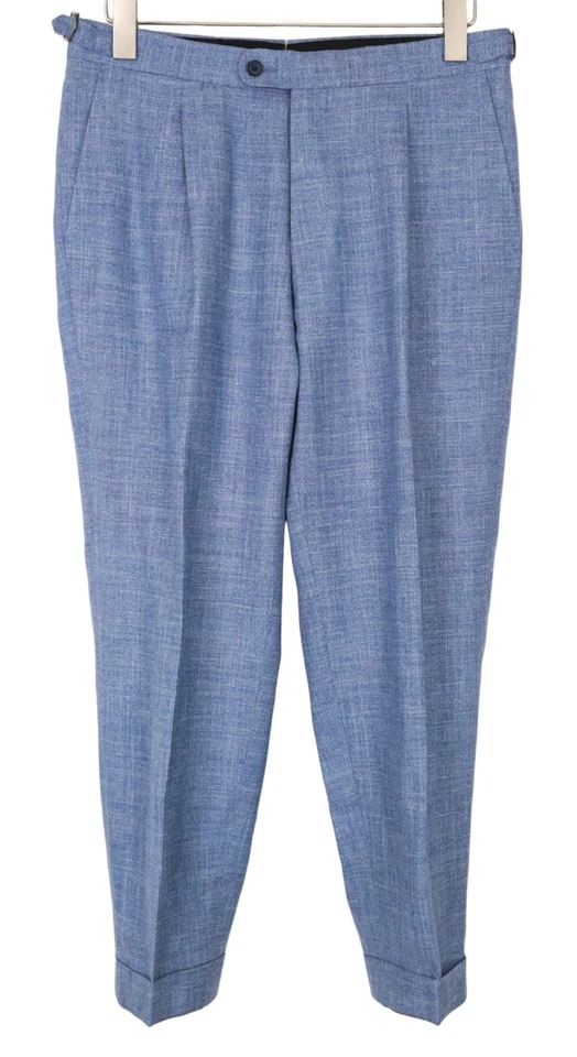 SUITSUPPLY La Spalla Men's UK36S Suit Wool Silk Linen Blue Slim 2-Piece - Image 3 of 4