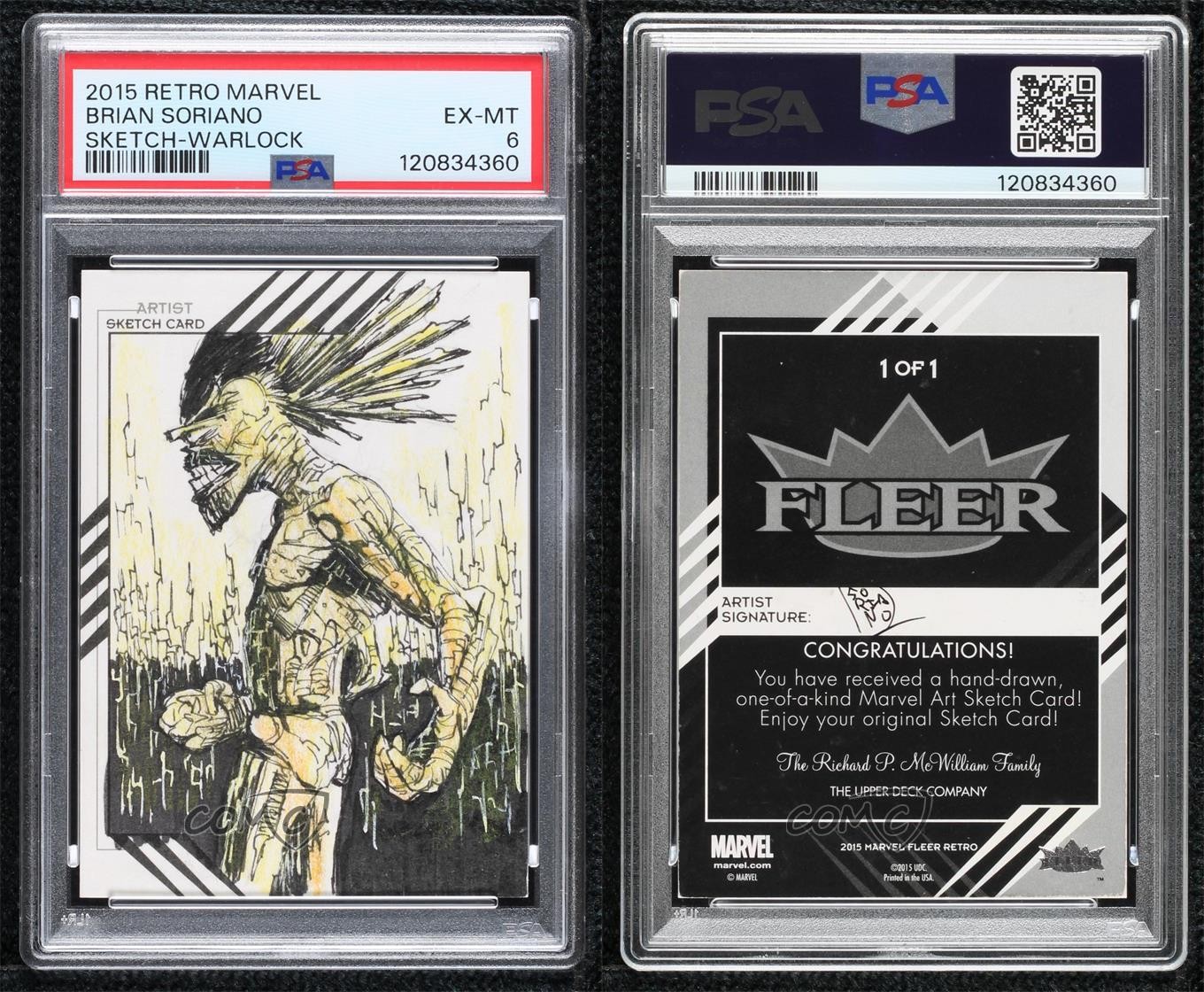 2015 Marvel Fleer Retro Character 1/1 Brian Soriano PSA 6 Auto Sketch i1f view 3
