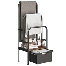 Freestanding Towel Rack for Bathroom & Blanket Holder - 3-Tier Quick-Dry Shel...