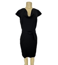 Calvin Klein Size 4 Women Black Sheath Dress Cap Sleeve Mock Neck Z2