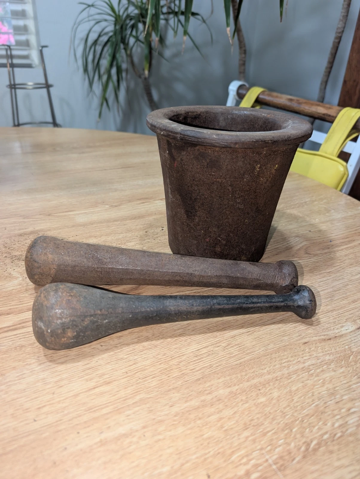 antique Cast Iron 19th century mortar and pestle 20 Lbs