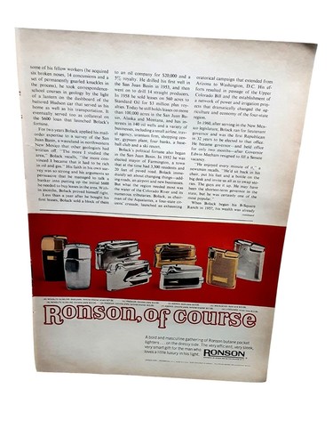 1970 Ronson Lighters Vintage Print Ad Butane Pocket Lighter Advertising