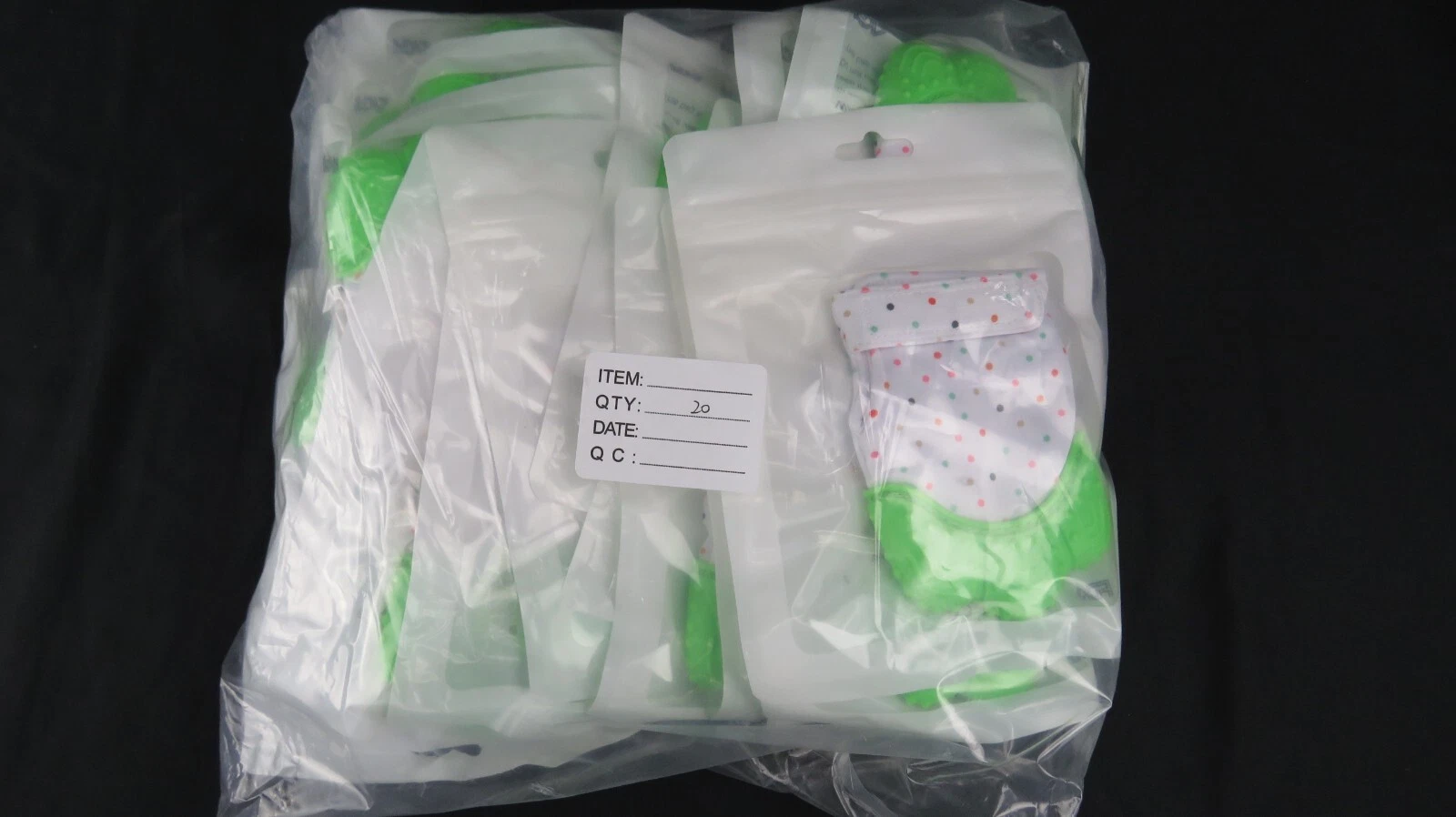 Baby Silicone Teething Mittens - Green, 20 Pack