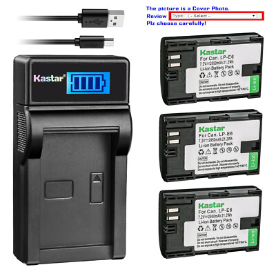 Kastar LCD Charger Battery for Canon LP-E6 LP-E6N LC-E6E & Canon EOS 5D Mark II
