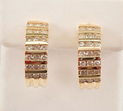 1Ct Lab Created Round Diamond Women's Half Hoop Earrings 14K Yellow Gold Plated