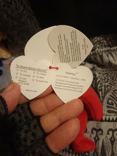 TY Original BEANIE BABY - Hamley - Oso Rojo - CON PROTECTOR DE ETIQUETA 77d - Imagen 4 de 6