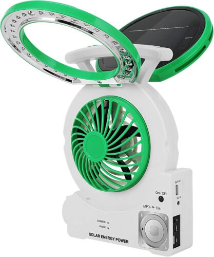 Camping Solar Fan Portable Camping Fan with Radio MP3 Table Lamp Torch Cell