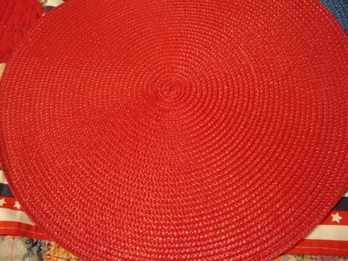 Patriotic Red White Blue Striped Tablecloth Cotton 52 x 42 + (4) Placemats 230 - Picture 5 of 6