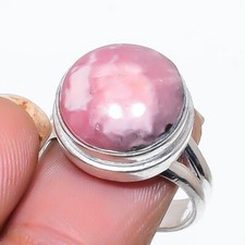 Natural Rhodochrosite Gemstone 925 Sterling Silver Jewelry Ring Size 7 US 
