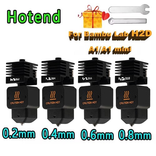 Hotend kits For Bambu Lab H2D/A1/A1 mini Hot End 0.2/0.4/0.6/0.8mm Nozzle AAU - Afbeelding 2 van 19